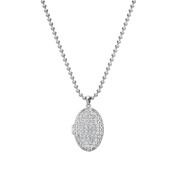 Strieborný oválny náhrdelník s diamantom Memories Locket DP771