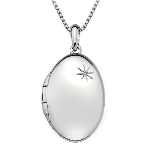 Collana in argento Hot  Diamonds Memoirs Oval Locket DP493 (catena, pendente)