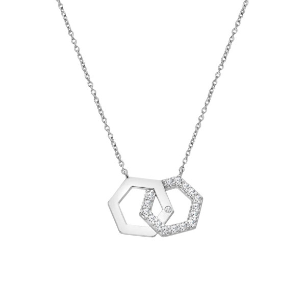 Stříbrný náhrdelník s diamantem a topazy Hexagon DN230