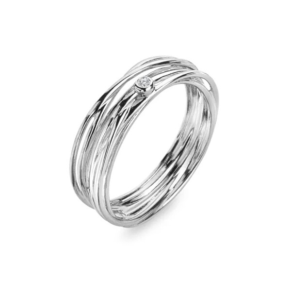 Strieborný prsteň s prírodným diamantom String DR325