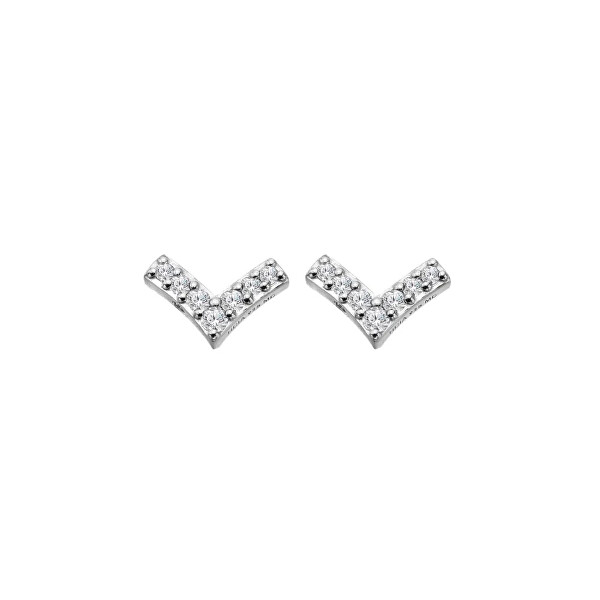 Třpytivé stříbrné náušnice s diamanty a topazy Lustre DE877