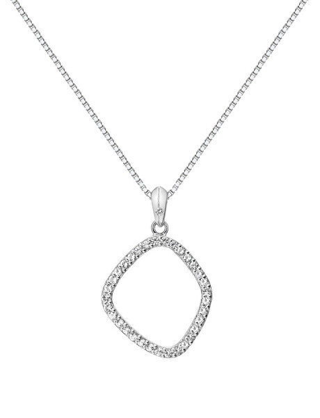 Třpytivý stříbrný náhrdelník s briliantem a topazy Behold DP830 (řetízek, přívěsek)