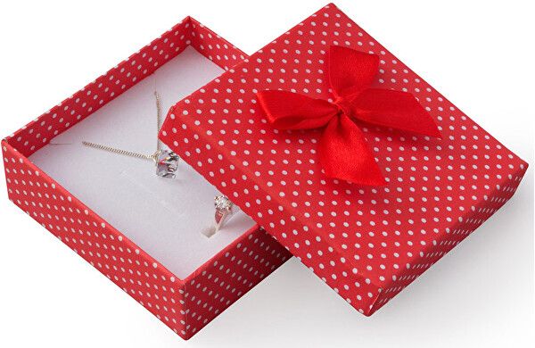 Cutie cadou roșie cu buline și fundiță KK-4/A7