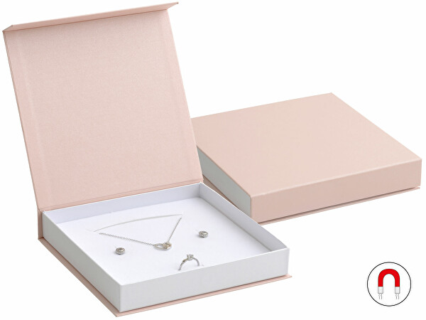 Pudrově růžová dárková krabička na soupravu šperků VG-10/A5/A1