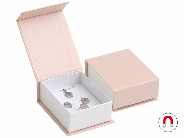 Pudrově růžová dárková krabička na soupravu šperků VG-6/A5/A1