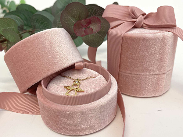 Cutie cadou roz pentru lănțișor cu panglică LTR-3/S/A5