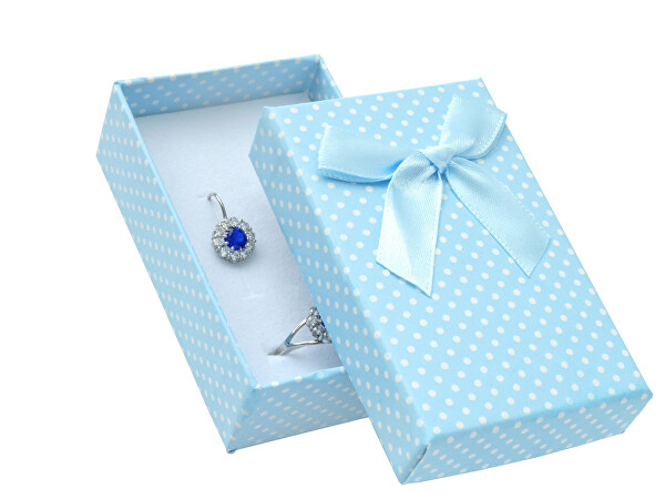 Světle modrá krabička s puntíky na soupravu šperků KK-6/A15
