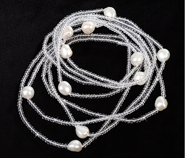 Colier lung, realizat din perle alb JL0427 autentic