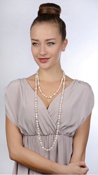 Dlouhý náhrdelník z pravých multibarevných perel JL0140