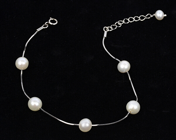 Jemný náramek z pravých bílých perel JL0173