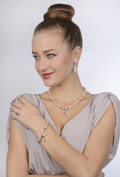 Armband aus echten rosa Perlen JL0556