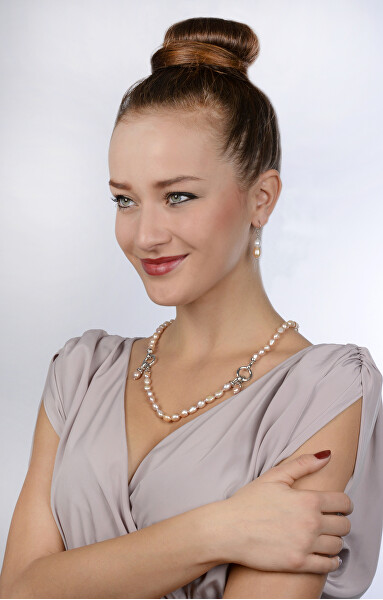 Halskette aus echten rosa Perlen JL0555