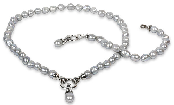 Colier din perle gri autentice JL0557