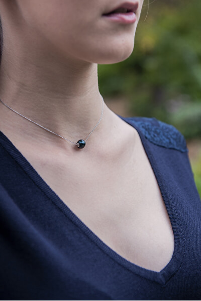 Dámský náhrdelník s pravou černou perlou JL0582 (řetízek, přívěsek)