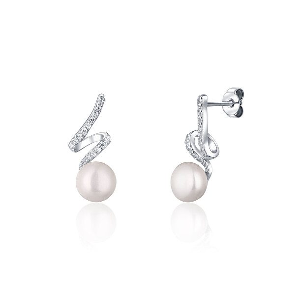 Elegante set di gioielli con vere perle e zirconi JL0746 (catena con pendente, orecchini)