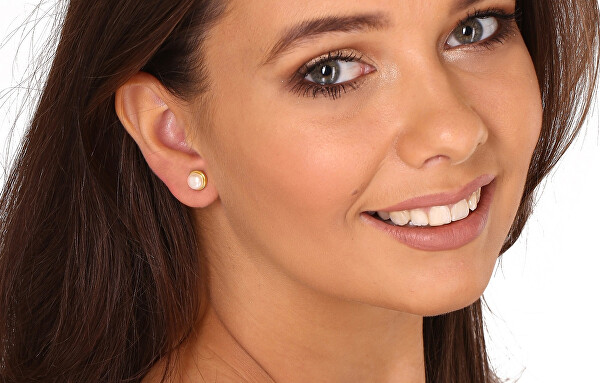 Lussuosi orecchini asimmetrici placcati oro con perle e zirconi - orecchio sinistro JL0776