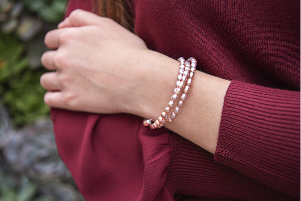 Armband aus echten rosa Perlen JL0570