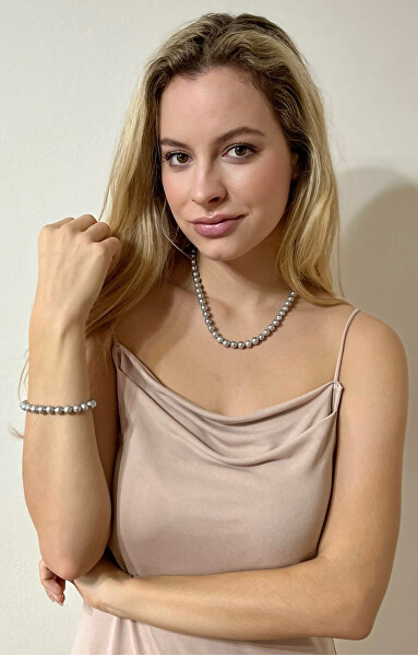 Armband aus echten grauen Perlen JL0359