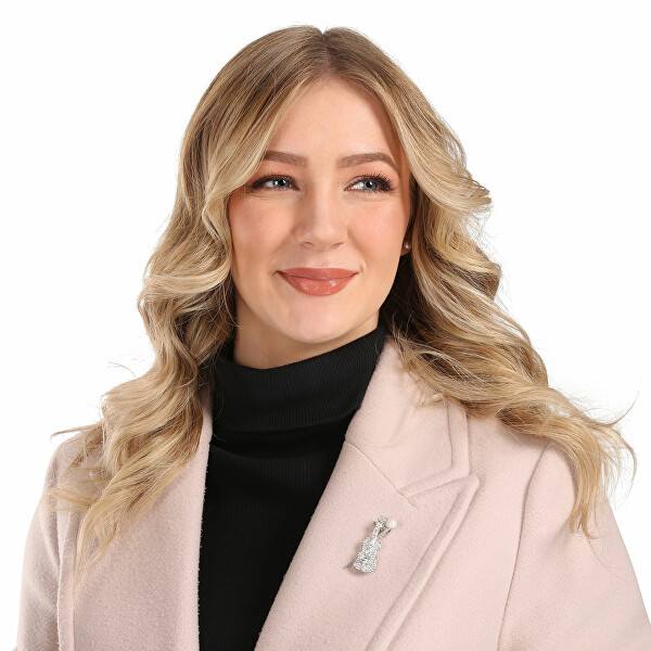 Oslnivá perlová brož Housle JL0872