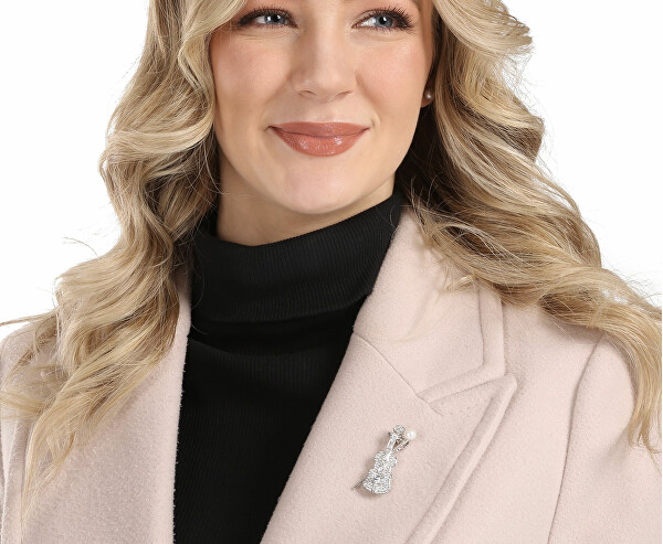 Oslnivá perlová brož Housle JL0872