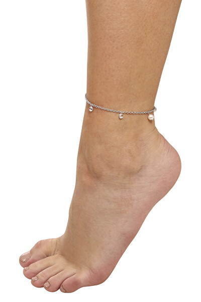 Cavigliera in argento con perla e cristalli JL0805