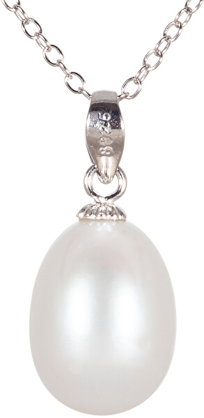Stříbrný náhrdelník s pravou perlou JL0436 (řetízek, přívěsek)