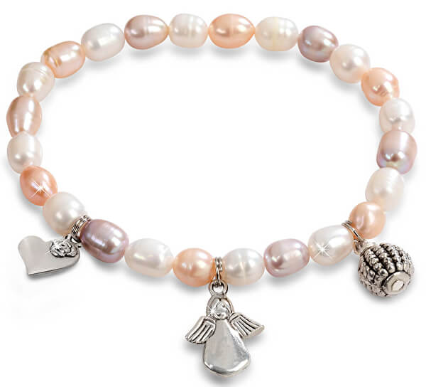 Braccialetto fine fatto di vere perle con decorazioni JL0295