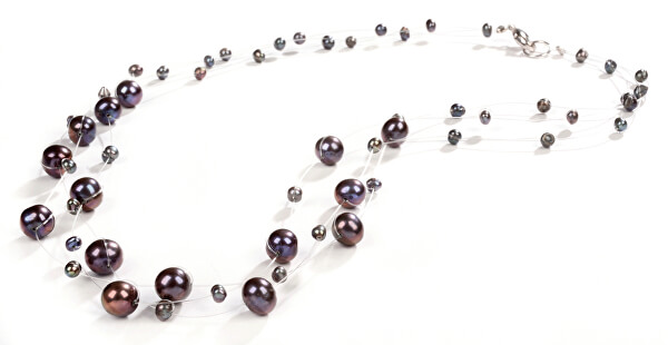 Halskette aus schwebenden dunklen echten Perlen JL0325