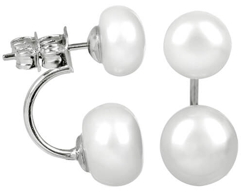 Cercei originali cu perle albe reale 2 in 1 JL0287