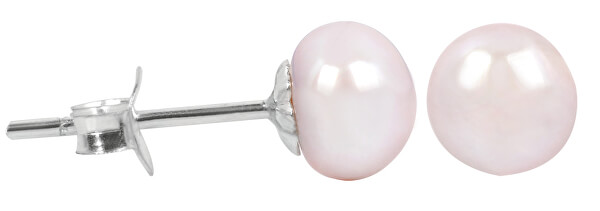 Náušnice s pravou růžovou perlou JL0289