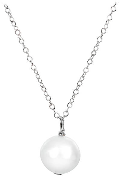 Pravá perla bílé barvy na stříbrném řetízku JL0087 (řetízek, přívěsek)