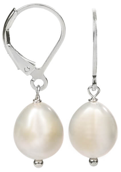 Charmante Silberohrringe mit echter weißer Perle JL0148