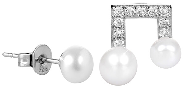 Asymetrické perlové náušnice se zirkony JL0415