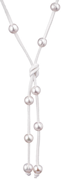 Dlhý kožený náhrdelník 3v1 s pravými perlami JL0497