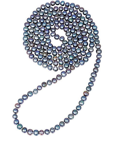 Colier lung din perle albastre autentice JL0531