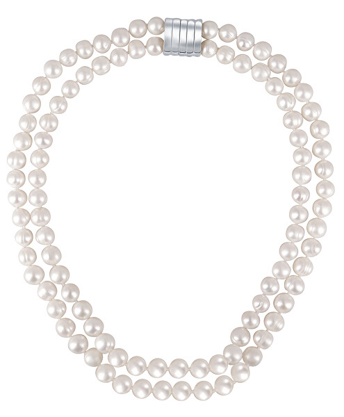Collana a doppio filo con vere perle bianche JL0656