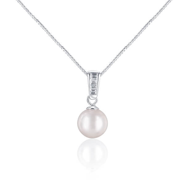Elegantný náhrdelník s morskou perlou Akoya a kryštály JL0658 (retiazka, prívesok)