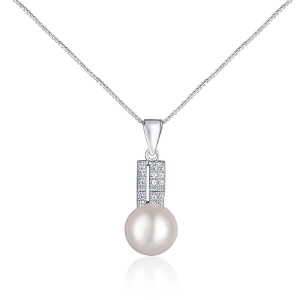 Elegantný náhrdelník s pravou perlou a zirkónmi JL0645 (retiazka, prívesok)