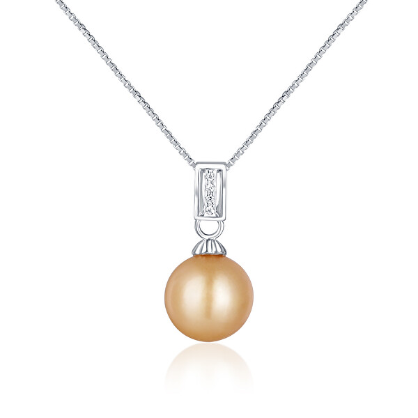 Elegantný strieborný náhrdelník so zlatou perlou južného Pacifiku JL0734 (retiazka, prívesok)