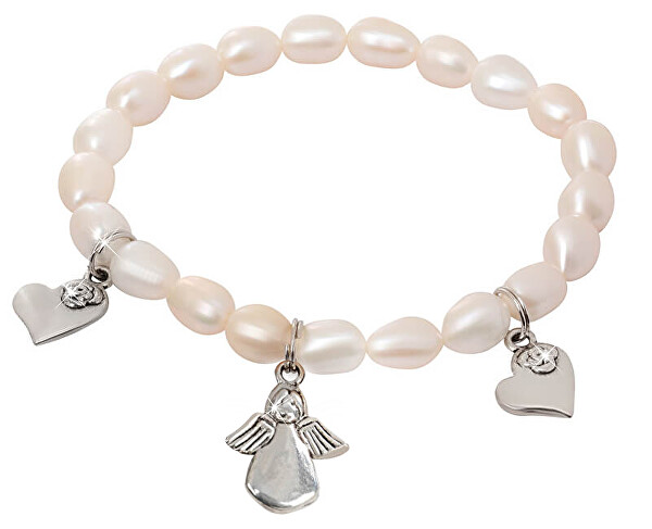 Zartes Armband aus echten Perlen mit Anhängern JL0419