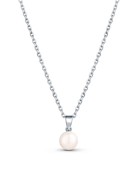Jemný strieborný náhrdelník s pravou perlou JL0835 (retiazka, prívesok)