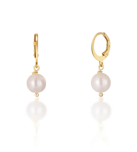 Splendidi orecchini placcati in oro con vere perle 21019.1