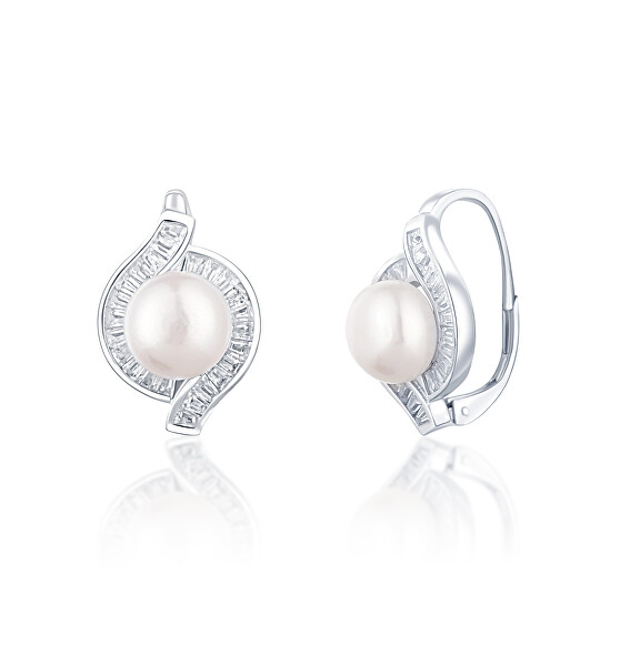 Krásné stříbrné náušnice s pravými perlami JL0718