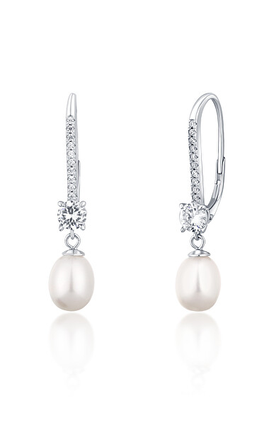 Luxusní stříbrné náušnice s pravými perlami JL0717