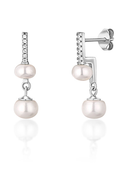 Splendidi orecchini in argento con vere perle e zirconi JL0773