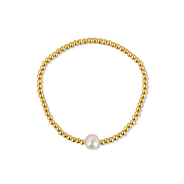 Bracciale di perline placcate in oro con vera perla di acqua dolce JL0714