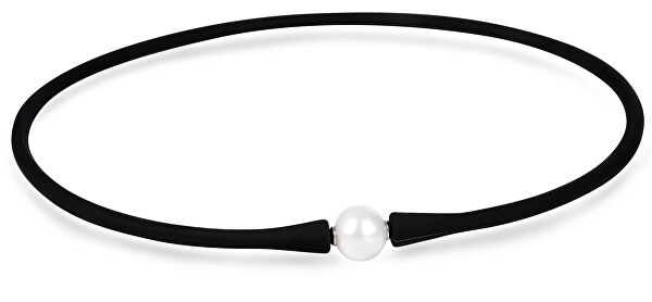 Collana sportiva nera con perla JL0345