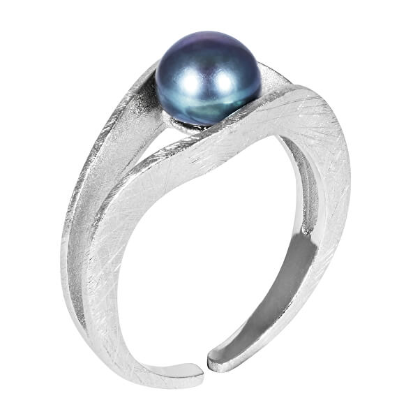 Stříbrný prsten s modrou perlou JL0541