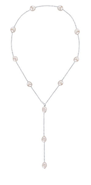 Variabilní stříbrný náhrdelník s pravými barokními perlami JL0708