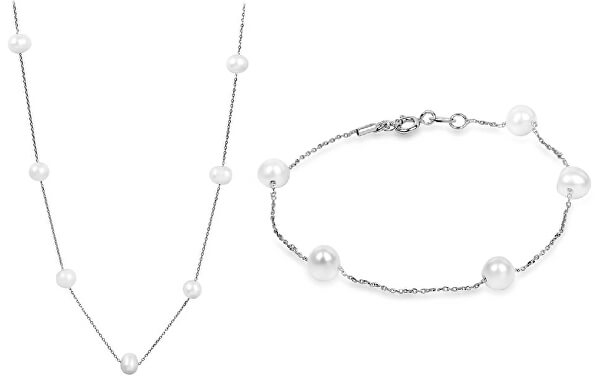 Zvýhodnená perlová súprava šperkov JL0353 a JL0355 (náramok, náhrdelník)